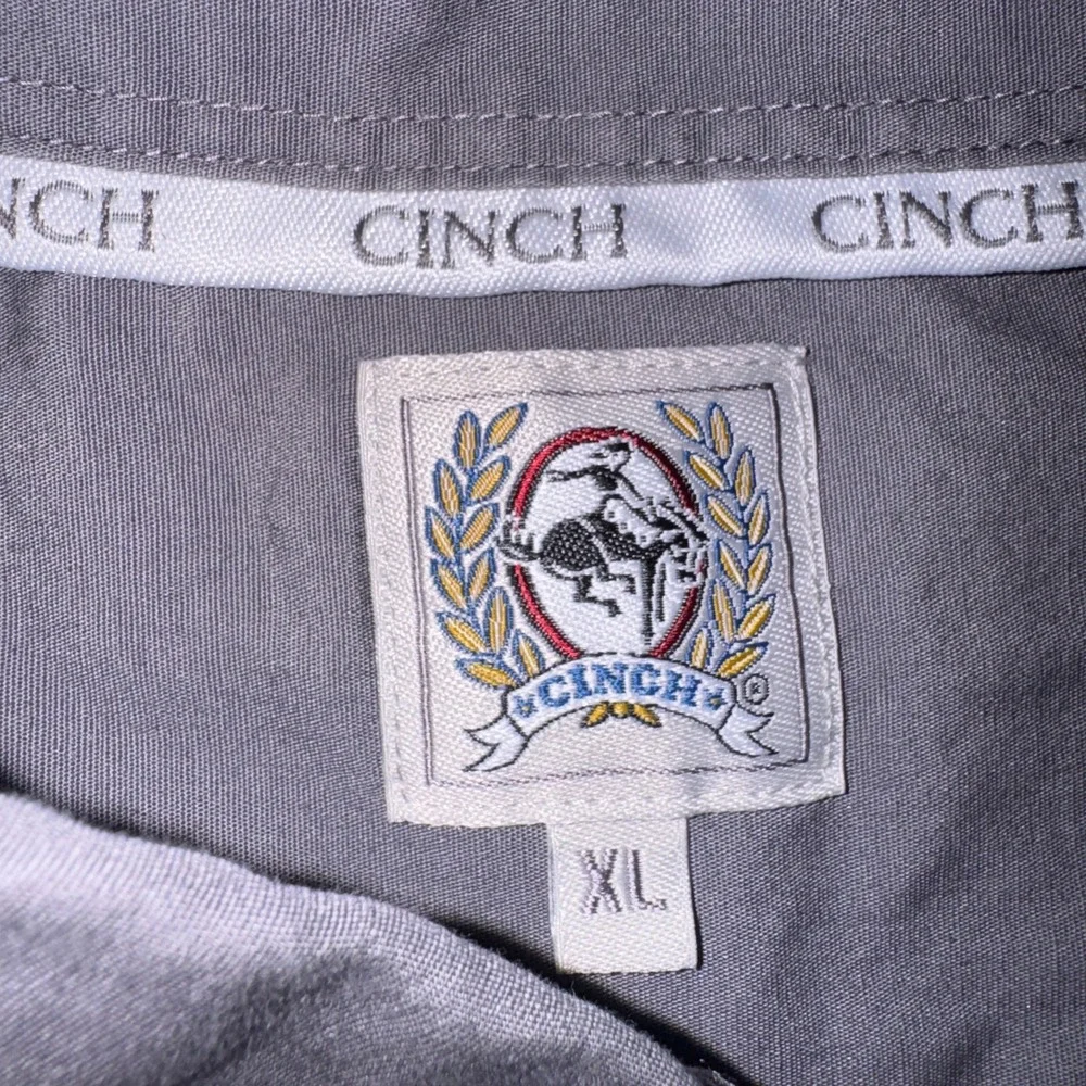 Cinch Mens Gray Long Sleeve Button Down Cotton Western Shirt XL MTW1104238